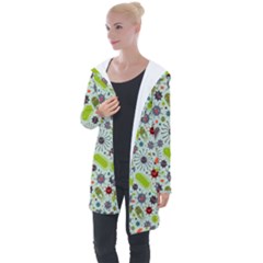 Seamless Pattern With Viruses Longline Hooded Cardigan by Bedest