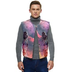 Aesthetic Astronautics Atmosphere Blue Clouds Cosmos Fantasy Galaxy Men s Button Up Puffer Vest	 by Cendanart