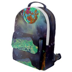 Psychedelic Universe Color Moon Planet Space Flap Pocket Backpack (small) by Cendanart