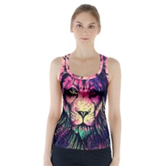 Psychedelic Lion Racer Back Sports Top by Cendanart