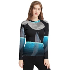 Dolphin Moon Water Women s Long Sleeve Rash Guard by Ndabl3x