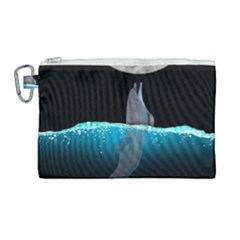 Dolphin Moon Water Canvas Cosmetic Bag (large) by Ndabl3x