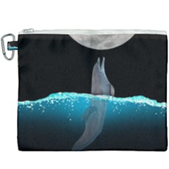 Dolphin Moon Water Canvas Cosmetic Bag (xxxl) by Ndabl3x