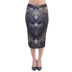 Mask Tribal Velvet Midi Pencil Skirt by Ndabl3x