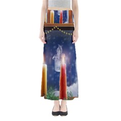 Christmas Lighting Candles Full Length Maxi Skirt by Cendanart