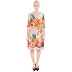 Fruit Pattern Apple Abstract Food Wrap Up Cocktail Dress by Proyonanggan