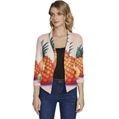 Fruit Pattern Apple Abstract Food Women s Casual 3/4 Sleeve Spring Jacket by Proyonanggan