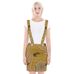 Vintage Map Of The World Continent Braces Suspender Skirt by Proyonanggan