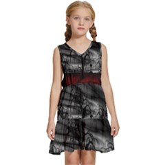 Grave Yard Dark Fantasy Trees Kids  Sleeveless Tiered Mini Dress by Cemarart