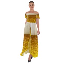 Light Beer Texture Foam Drink In A Glass Off Shoulder Open Front Chiffon Dress by Cemarart