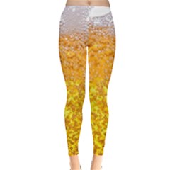 Liquid Bubble Drink Beer With Foam Texture Everyday Leggings  by Cemarart