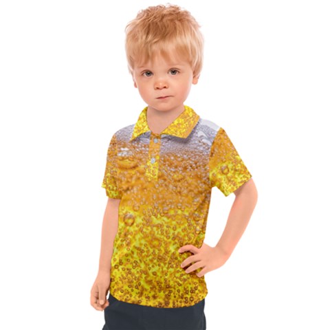 Liquid Bubble Drink Beer With Foam Texture Kids  Polo T-shirt by Cemarart