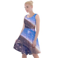 Earth Blue Galaxy Sky Space Knee Length Skater Dress by Cemarart