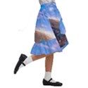 Earth Blue Galaxy Sky Space Kids  Ruffle Flared Wrap Midi Skirt View3