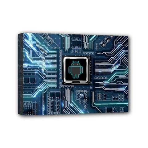 Circuit Board Motherboard Mini Canvas 7  X 5  (stretched) by Cemarart