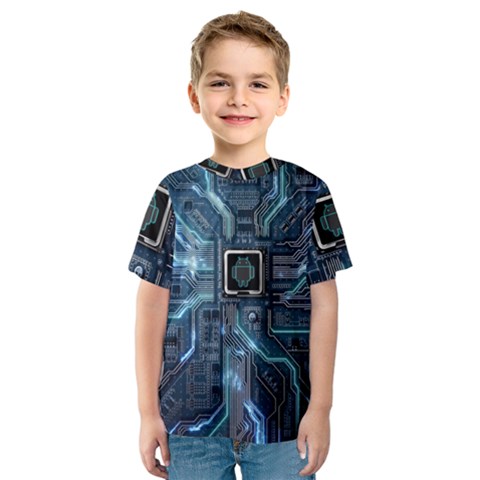 Circuit Board Motherboard Kids  Sport Mesh T-shirt by Cemarart