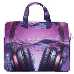 Headphones Sound Audio Music Radio Macbook Pro 16  Double Pocket Laptop Bag  by Hannah976