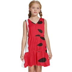 Watermelon Black Green Melon Red Kids  Sleeveless Tiered Mini Dress by Cemarart