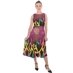 Dancing Colorful Disco Midi Tie-back Chiffon Dress by Bajindul