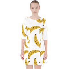 Banana Fruit Yellow Summer Quarter Sleeve Pocket Dress by Mariart