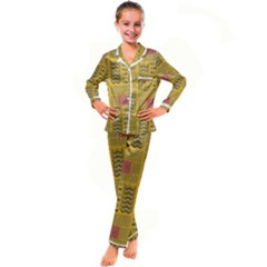 Digital Paper African Tribal Kids  Satin Long Sleeve Pajamas Set by HermanTelo