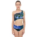 Flamingo Paradise Scenic Bird Fantasy Moon Paradise Waterfall Magical Nature Spliced Up Two Piece Swimsuit View1