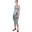 Couple Peacock Bird Spring White Blue Art Magnolia Fantasy Flower Sleeveless Pencil Dress View2