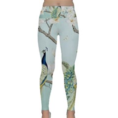 Couple Peacock Bird Spring White Blue Art Magnolia Fantasy Flower Lightweight Velour Classic Yoga Leggings by Ndabl3x