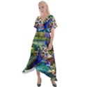 Peacocks In Garden Cross Front Sharkbite Hem Maxi Dress View1