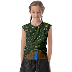 Peacock Feathers Tail Green Beautiful Bird Kids  Raglan Cap Sleeve T-shirt by Ndabl3x