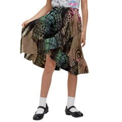 Tribal Elephant Kids  Ruffle Flared Wrap Midi Skirt by Ndabl3x