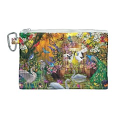 Garden Of Paradise Butterfly Swan Bird Painting Gazebo, Peacock Flower Canvas Cosmetic Bag (large) by Ndabl3x