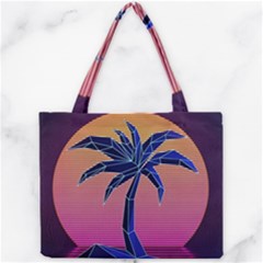 Abstract 3d Art Holiday Island Palm Tree Pink Purple Summer Sunset Water Mini Tote Bag by Cemarart