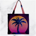 Abstract 3d Art Holiday Island Palm Tree Pink Purple Summer Sunset Water Zipper Grocery Tote Bag View1