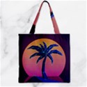 Abstract 3d Art Holiday Island Palm Tree Pink Purple Summer Sunset Water Zipper Grocery Tote Bag View2