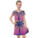 Abstract 3d Art Holiday Island Palm Tree Pink Purple Summer Sunset Water Kids  Cross Web Dress View1