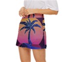 Abstract 3d Art Holiday Island Palm Tree Pink Purple Summer Sunset Water Mini Front Wrap Skirt View2