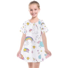 Unicorn Diamond Rainbow Shooting Star Kids  Smock Dress by Grandong