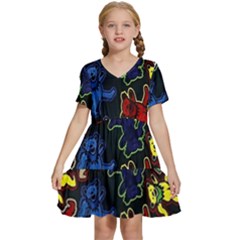 Dead Head Deadhead Grateful Dead Kids  Short Sleeve Tiered Mini Dress by Cemarart