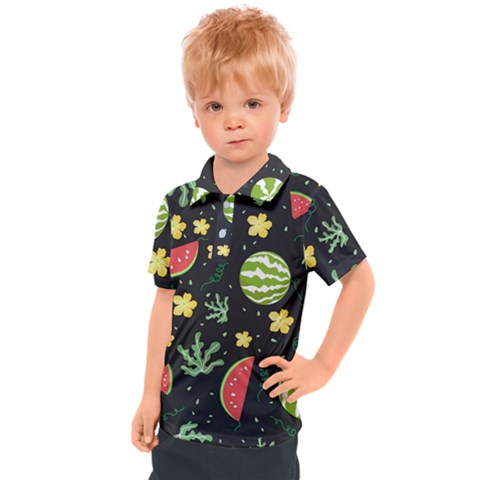 Watermelon Doodle Pattern Kids  Polo T-shirt by Cemarart