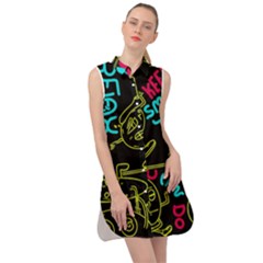 Keep Smiing Doodle Sleeveless Shirt Dress by Cemarart