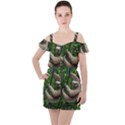 Sloth In Jungle Art Animal Fantasy Ruffle Cut Out Chiffon Playsuit View1