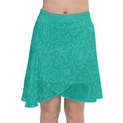 Background, Doodle, Pattern, Chiffon Wrap Front Skirt by nateshop