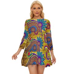 Pattern, Abstract Pattern, Colorful, Long Sleeve Babydoll Dress by nateshop