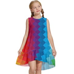 Rainbow Beautiful Seamless Pattern Kids  Frill Swing Dress by Cemarart