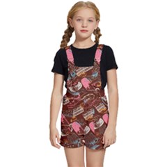 Sweet Food Seamless Pattern Kids  Short Overalls by Cemarart