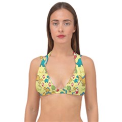 Seamless Pattern With Cute Dinosaurs Character Double Strap Halter Bikini Top by Ndabl3x