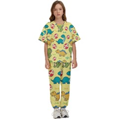 Seamless Pattern With Cute Dinosaurs Character Kids  T-shirt And Pants Sports Set by Ndabl3x