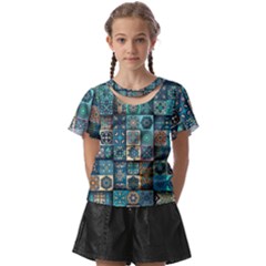 Texture Pattern Abstract Colorful Digital Art Kids  Front Cut T-shirt by Ndabl3x