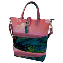 Unicorn Valley Aesthetic Clouds Landscape Mountain Nature Pop Art Surrealism Retrowave Buckle Top Tote Bag by Cemarart